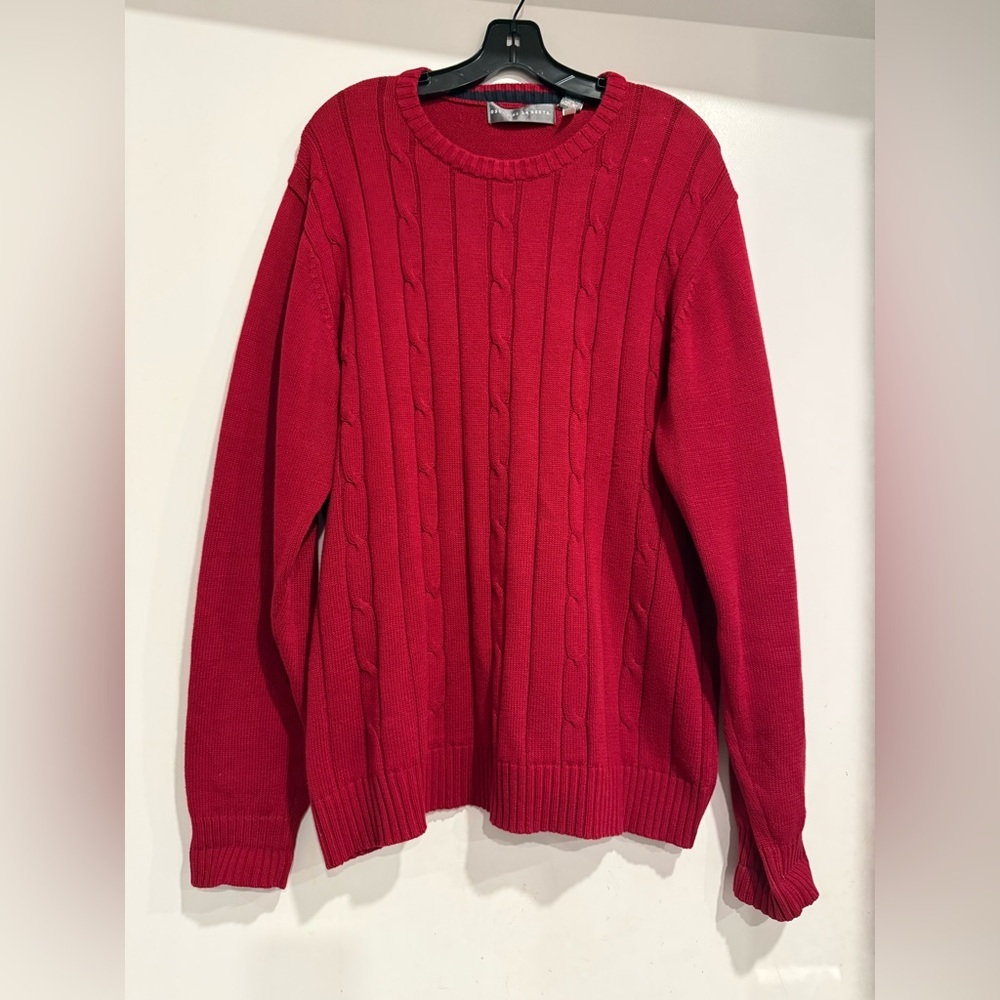 Oscar de la Renta Red Cable Knit Sweater